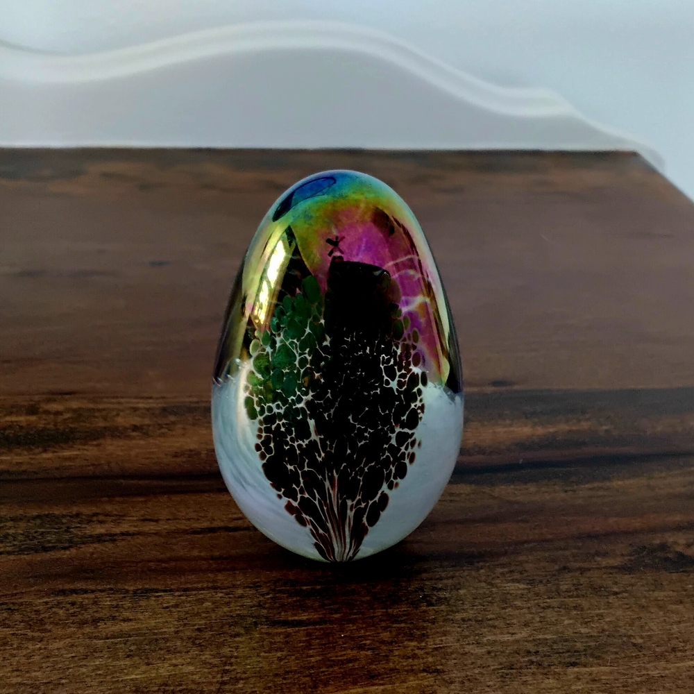 Multicolor Glass Eye Studio Egg Shape Glass Art
